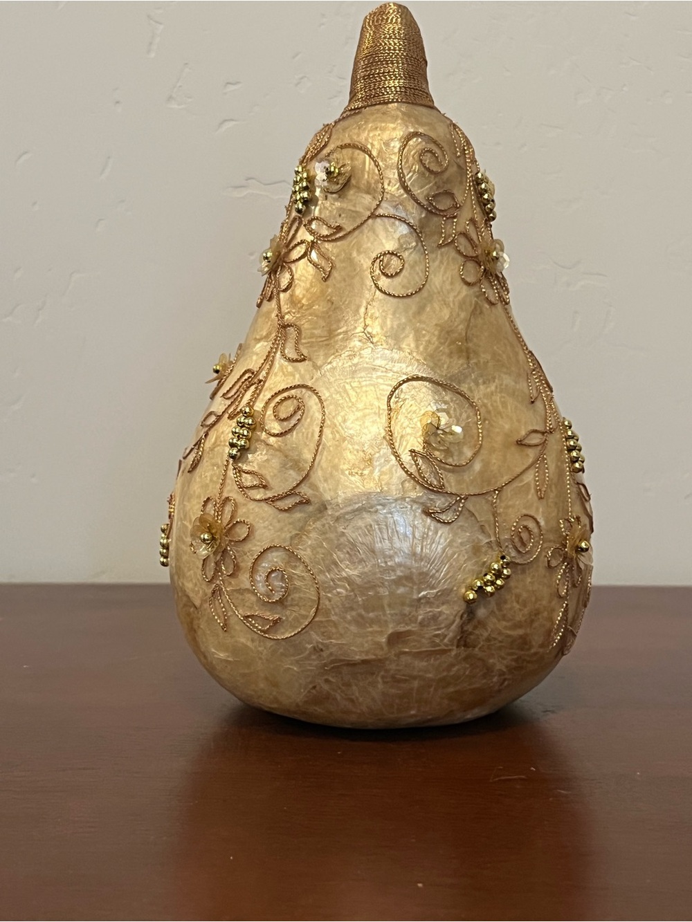 Decorative Gold Embellished Gourd Accent